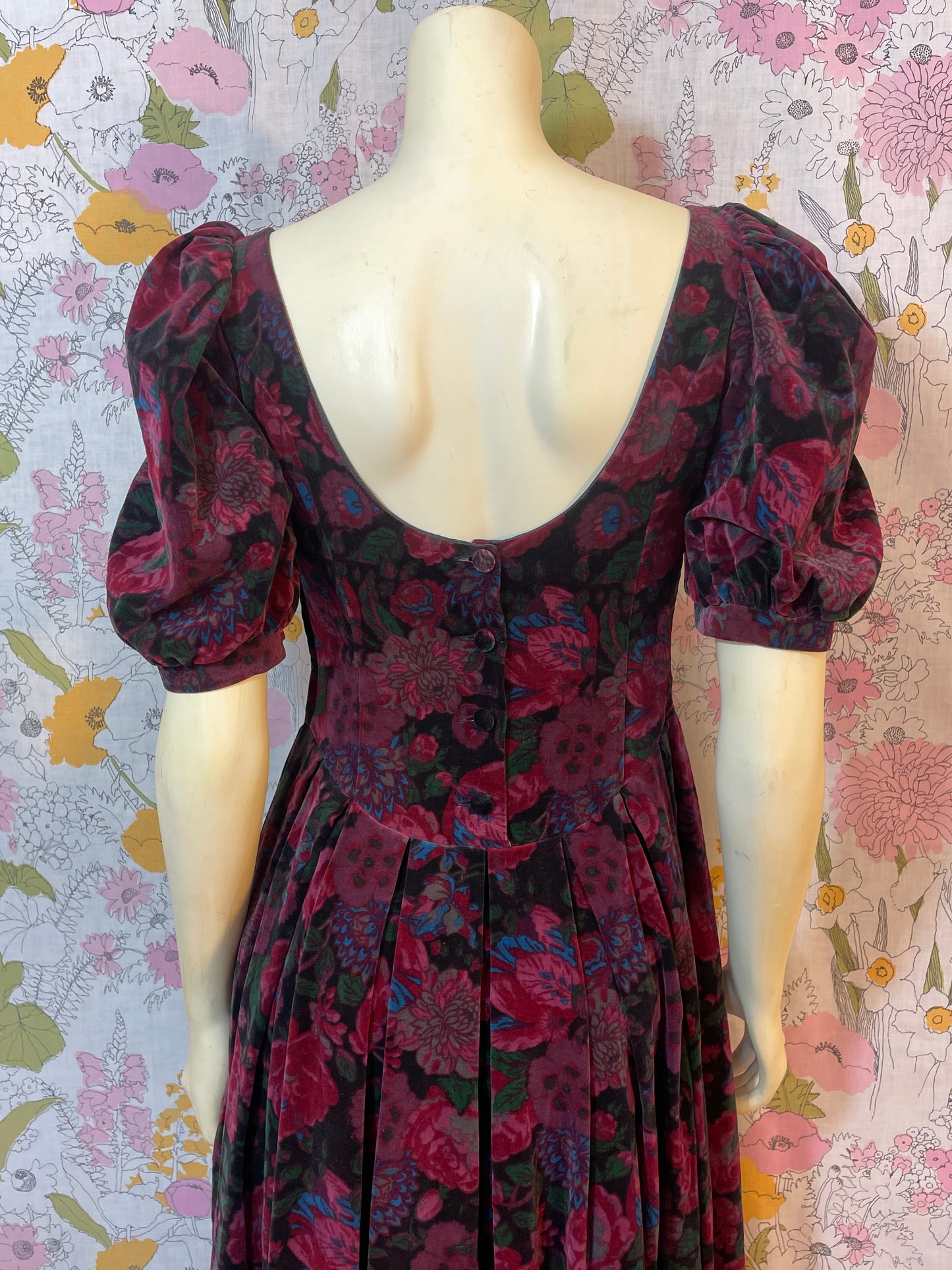 1980s Velvet Laura Ashley Dress