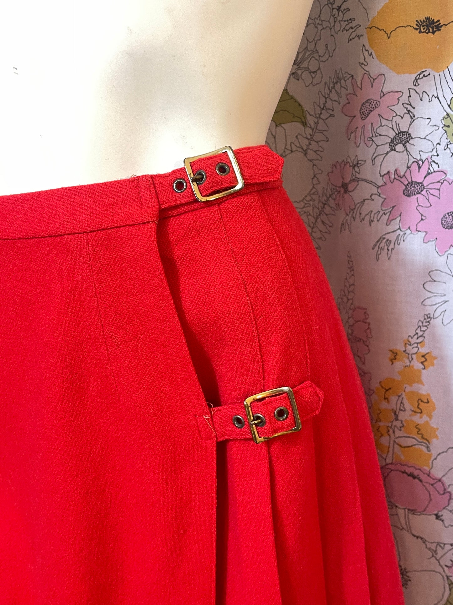 1960s College Town of Boston Red Wool Skirt