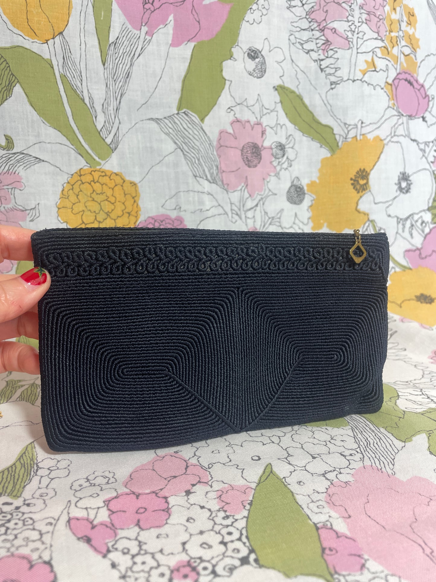 1940s Black Cord Clutch Purse