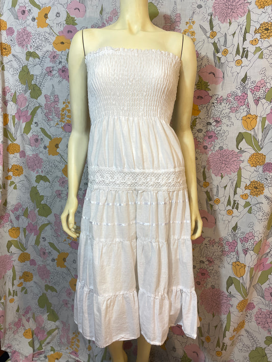 Y2K Strapless White Cotton Dress