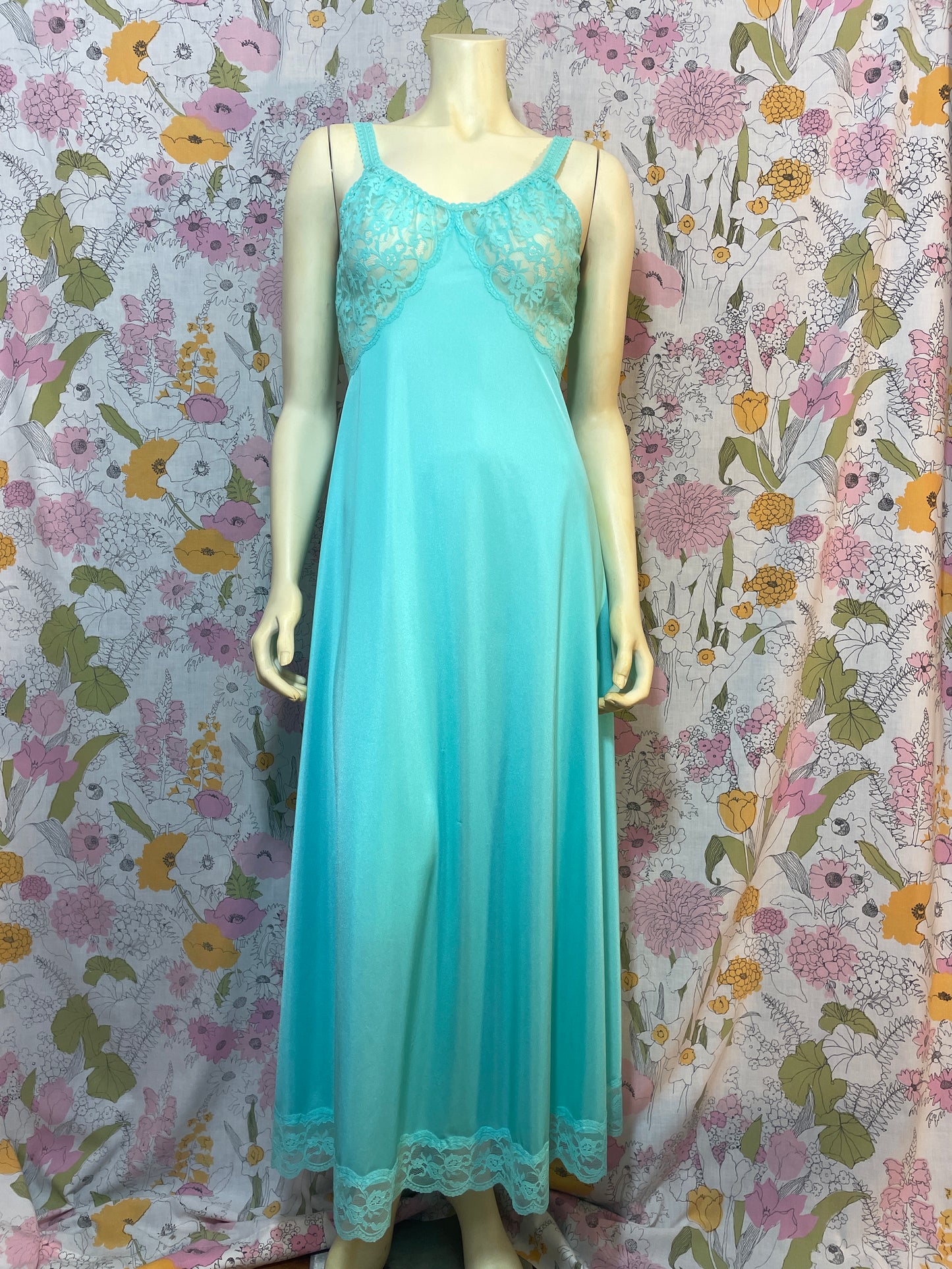 1970s Aqua Nightgown by Shadowline