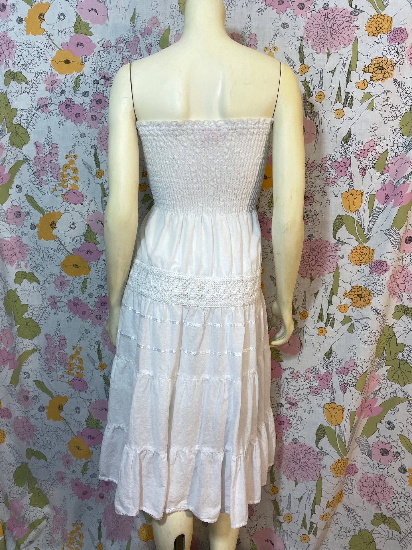 Y2K Strapless White Cotton Dress