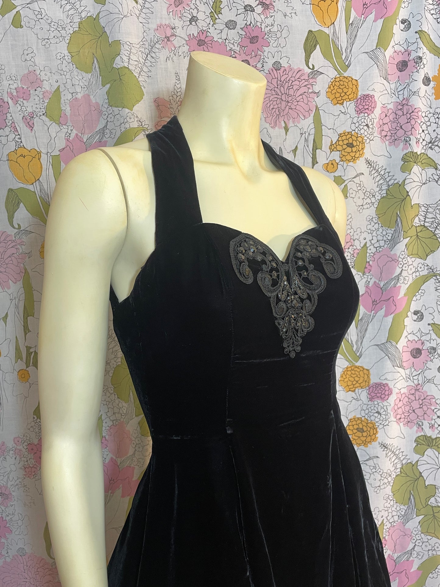 1990s Black Velvet Gunne Sax Dress