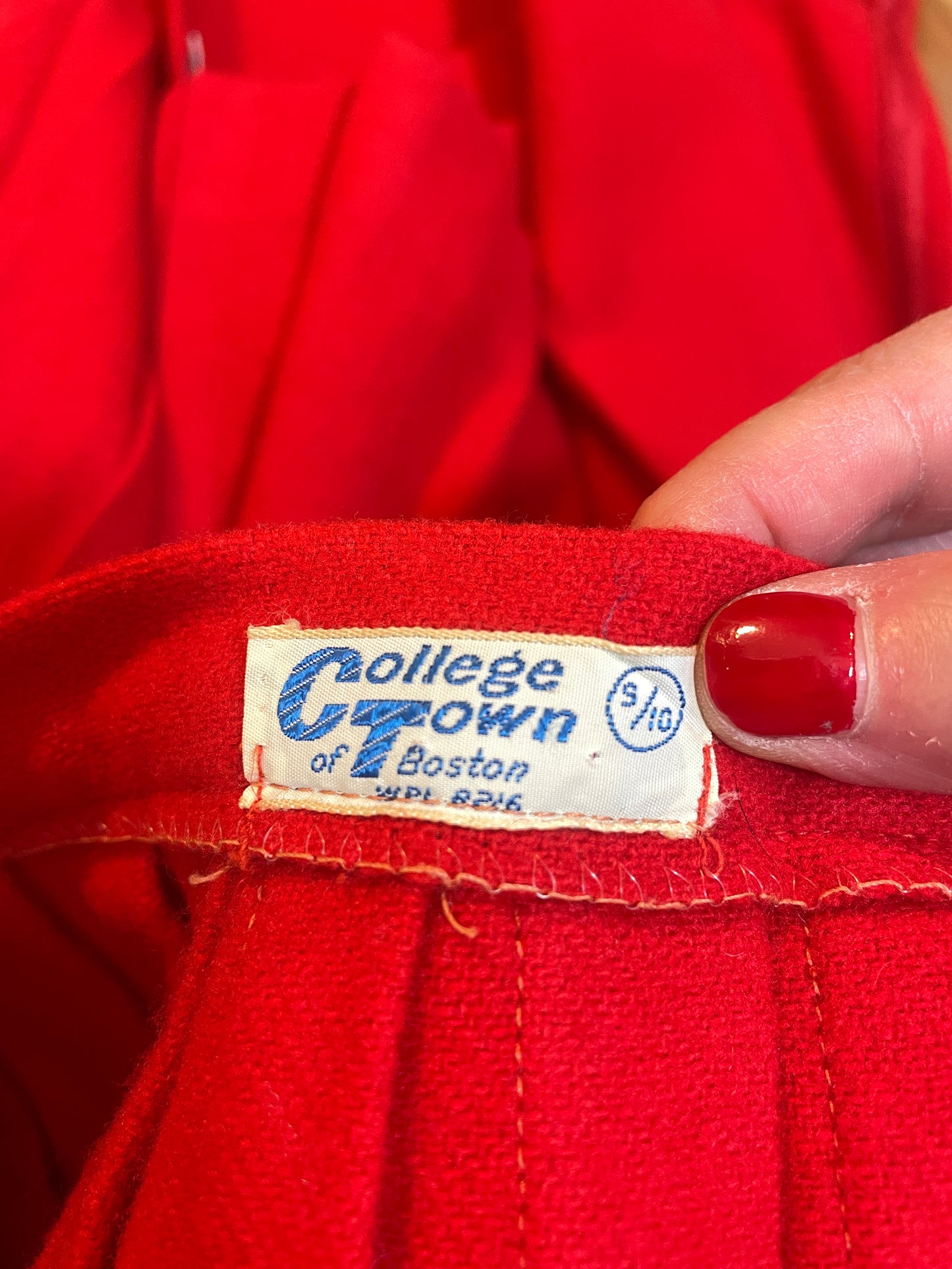 1960s College Town of Boston Red Wool Skirt