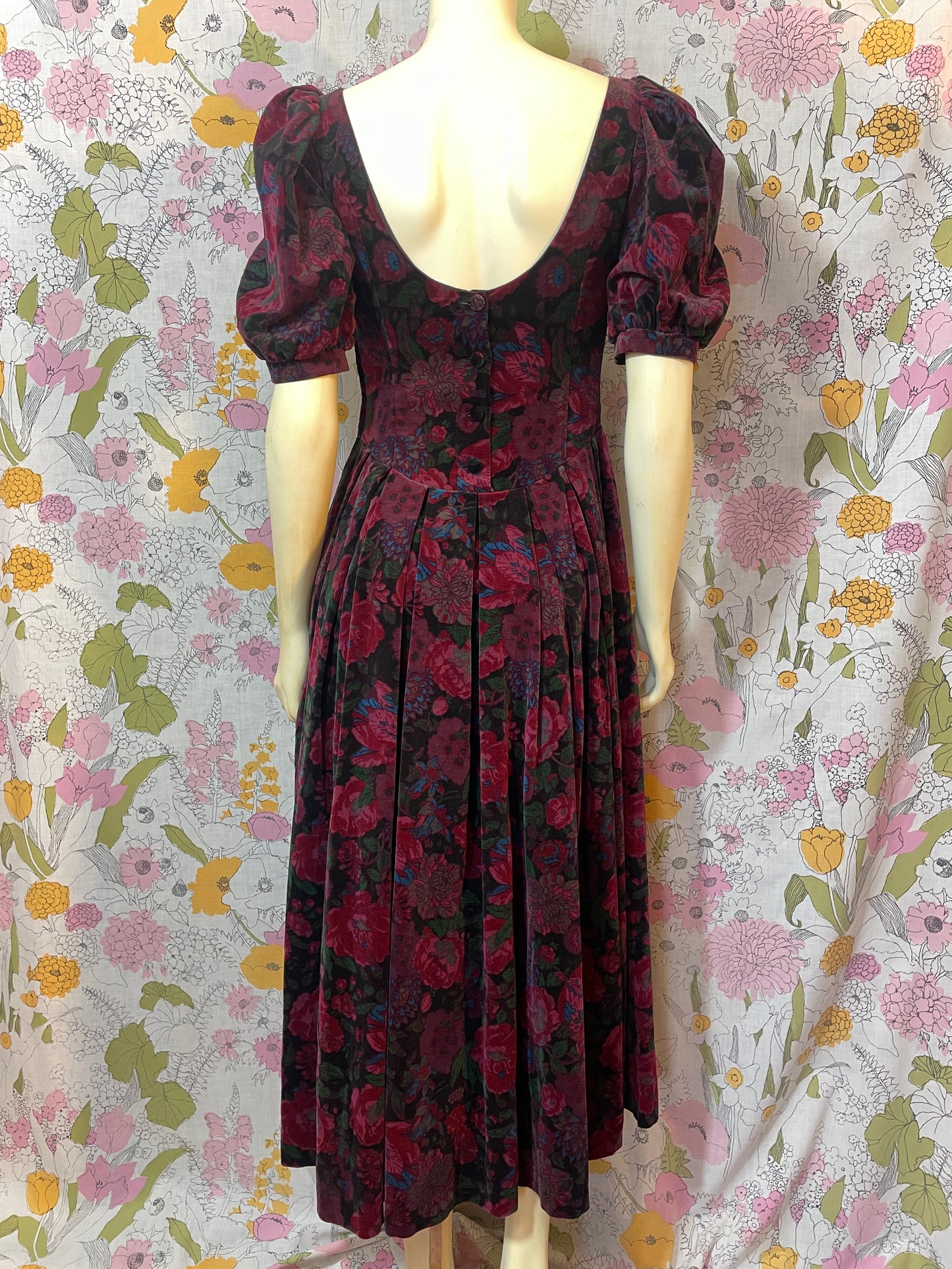 1980s Velvet Laura Ashley Dress