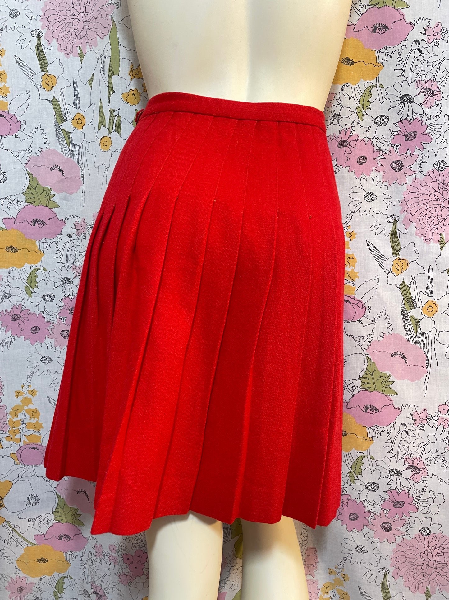 1960s College Town of Boston Red Wool Skirt