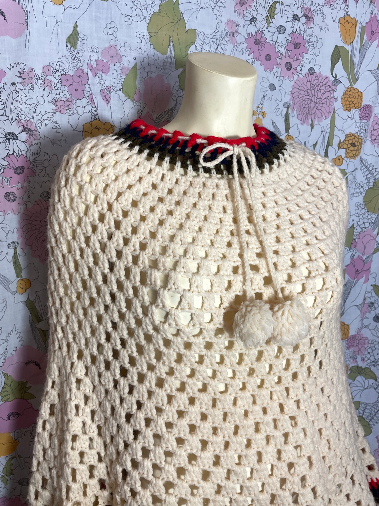 1970s Handmade Crochet Cape