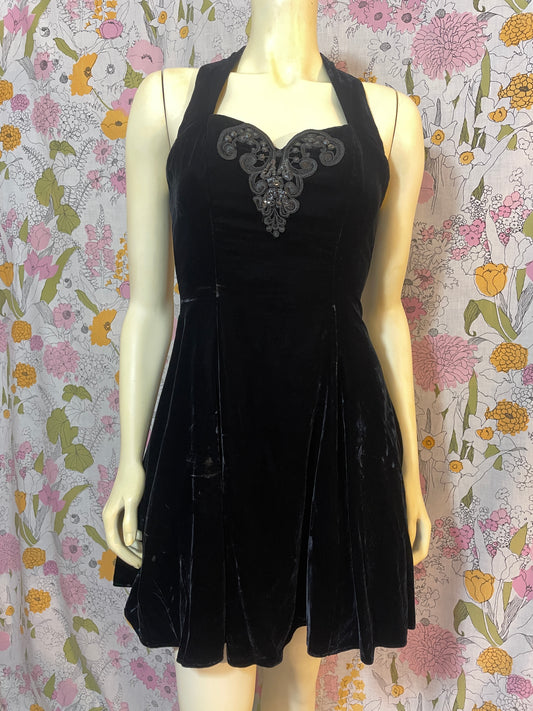 1990s Black Velvet Gunne Sax Dress