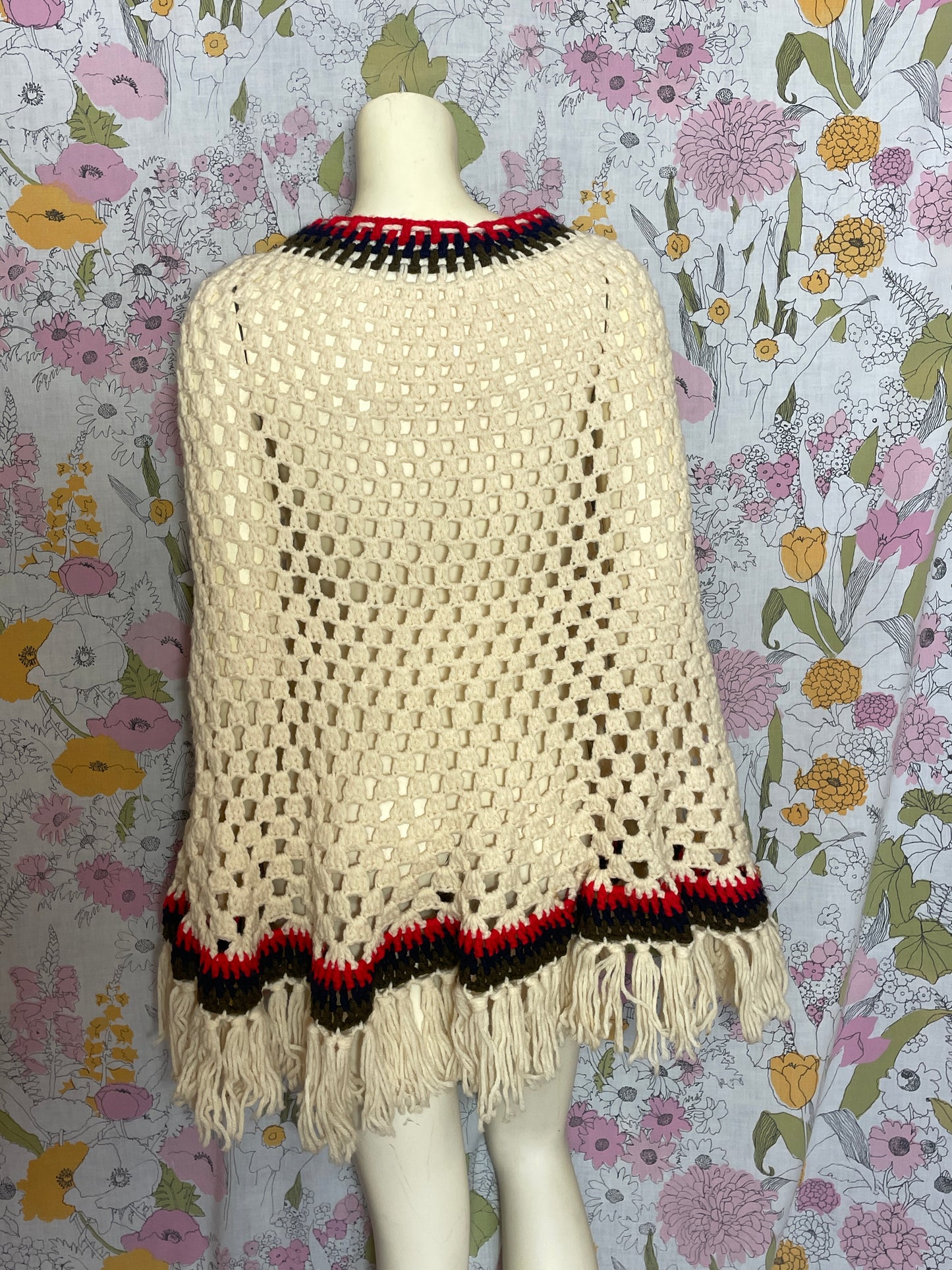 1970s Handmade Crochet Cape