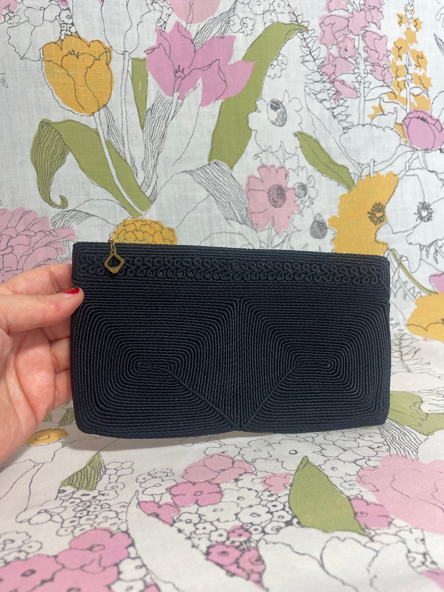 1940s Black Cord Clutch Purse