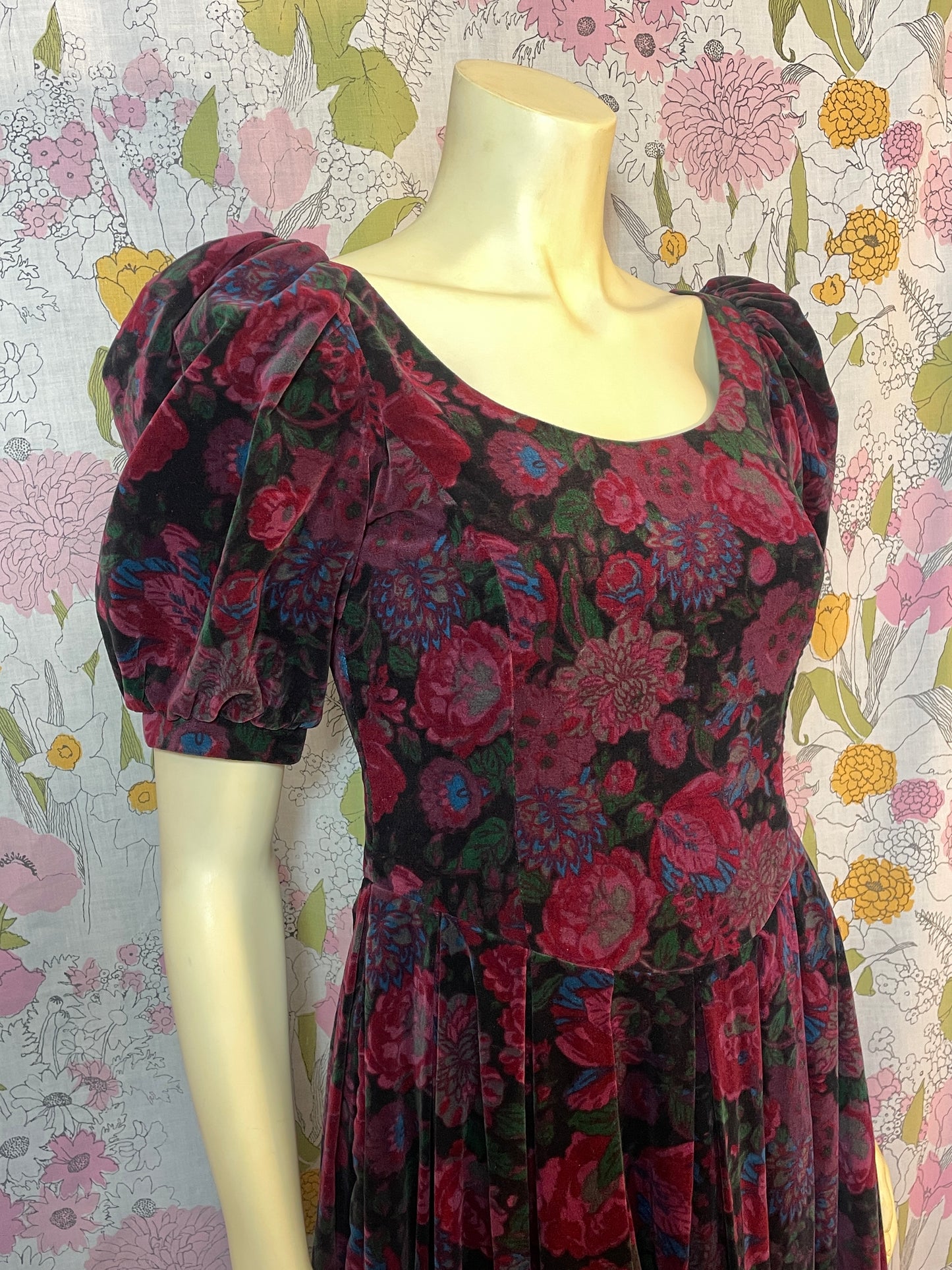 1980s Velvet Laura Ashley Dress