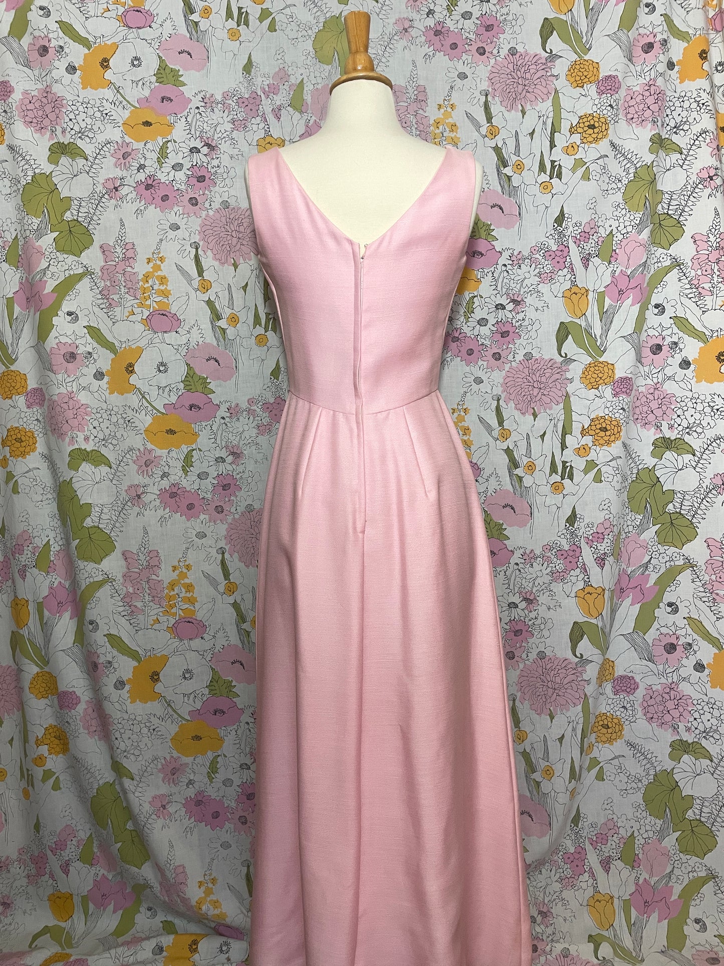 1960s Pink Maxi Dress with Bow