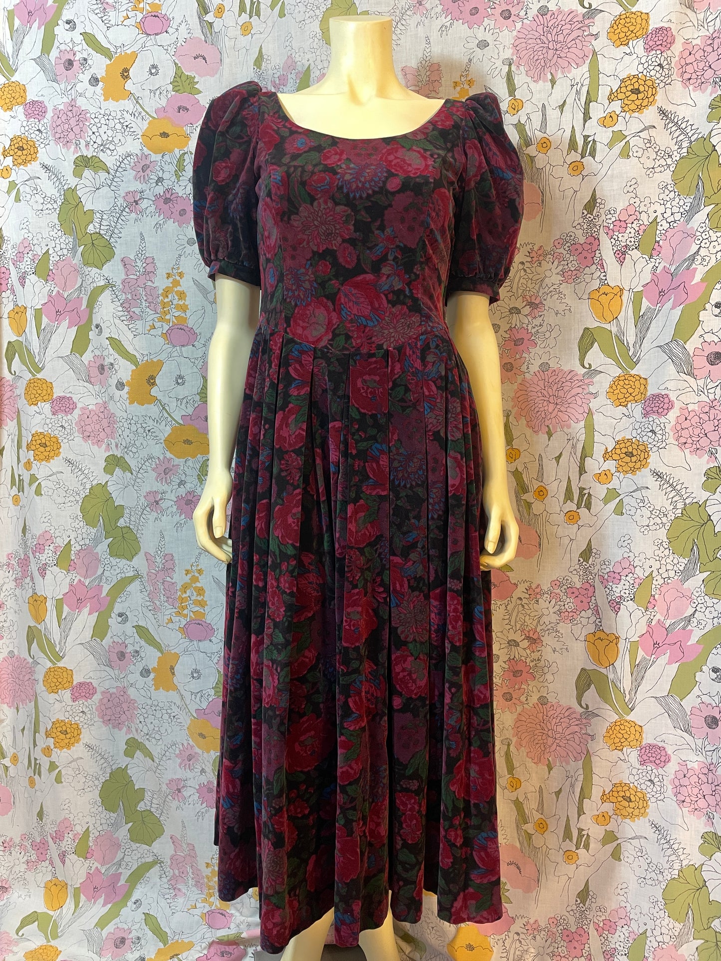 1980s Velvet Laura Ashley Dress