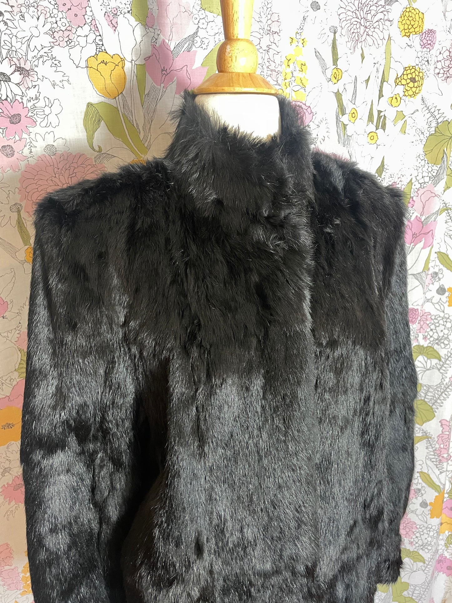 1980s Black Rabbit Fur Coat