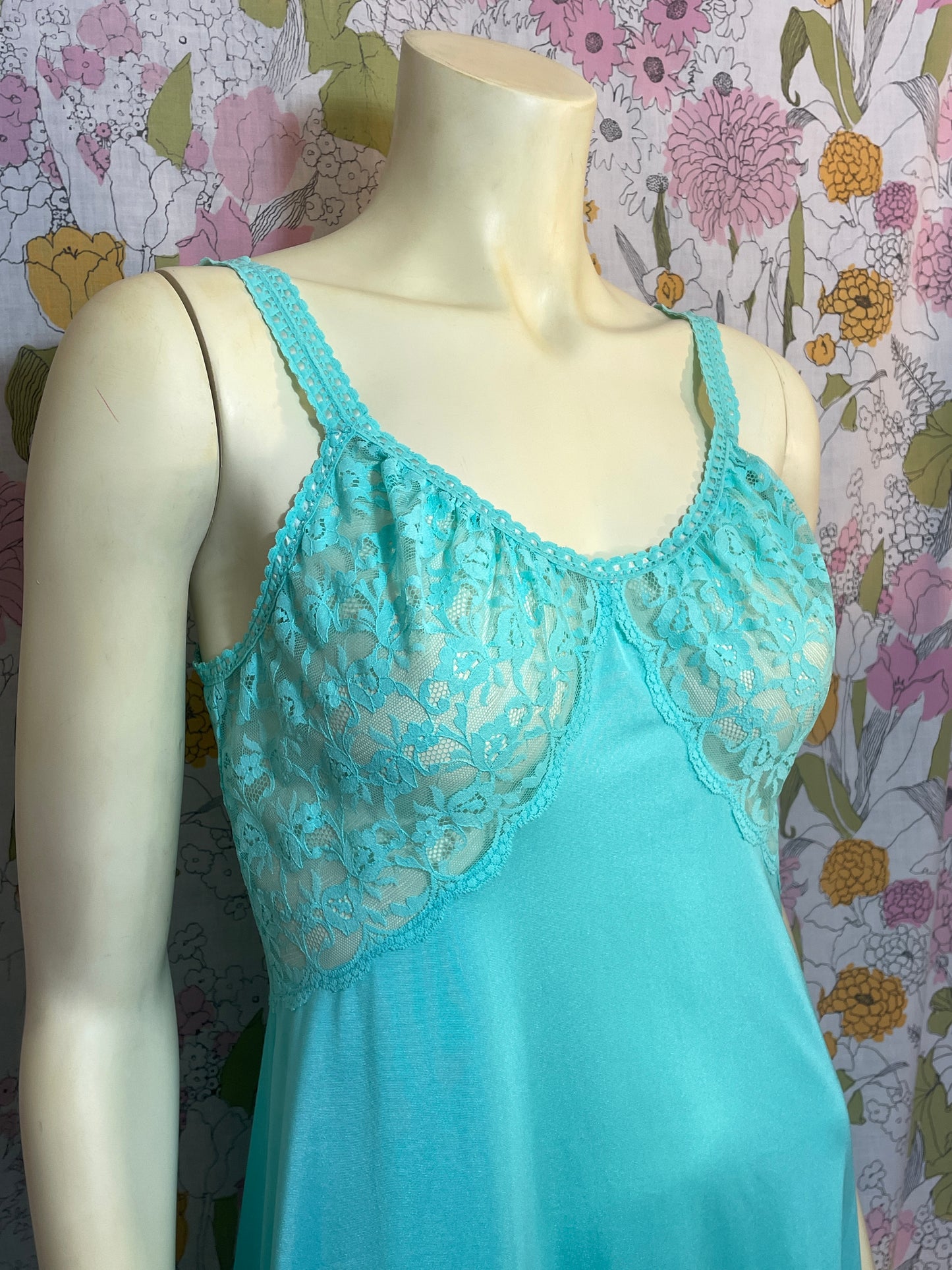 1970s Aqua Nightgown by Shadowline