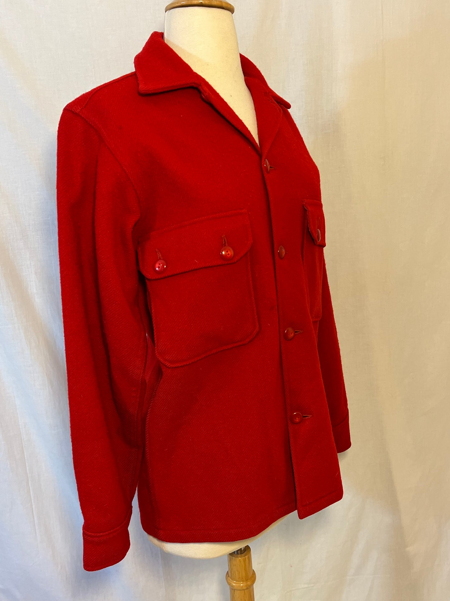 1950s Red Wool Boy Scout Button Up