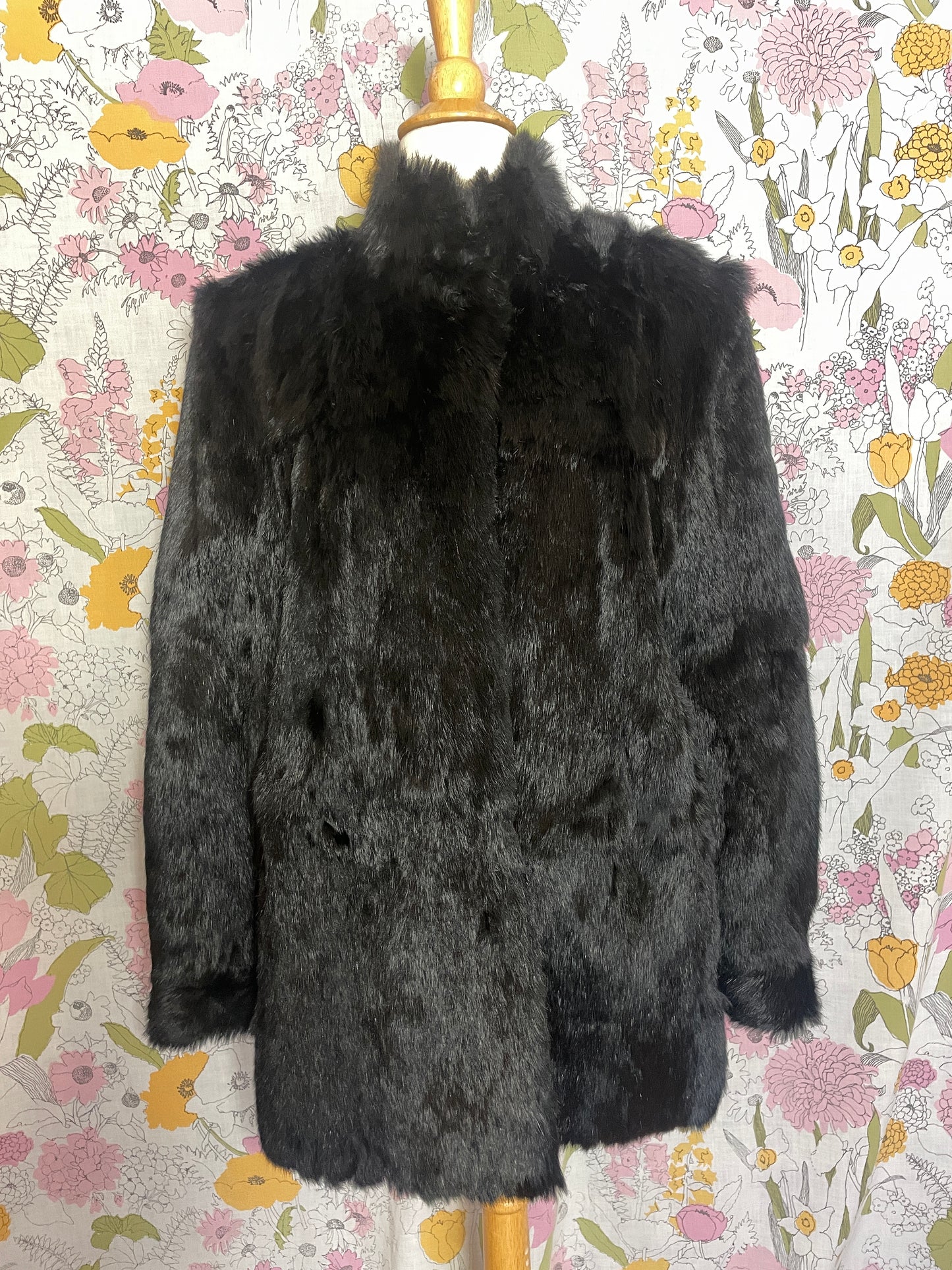 1980s Black Rabbit Fur Coat