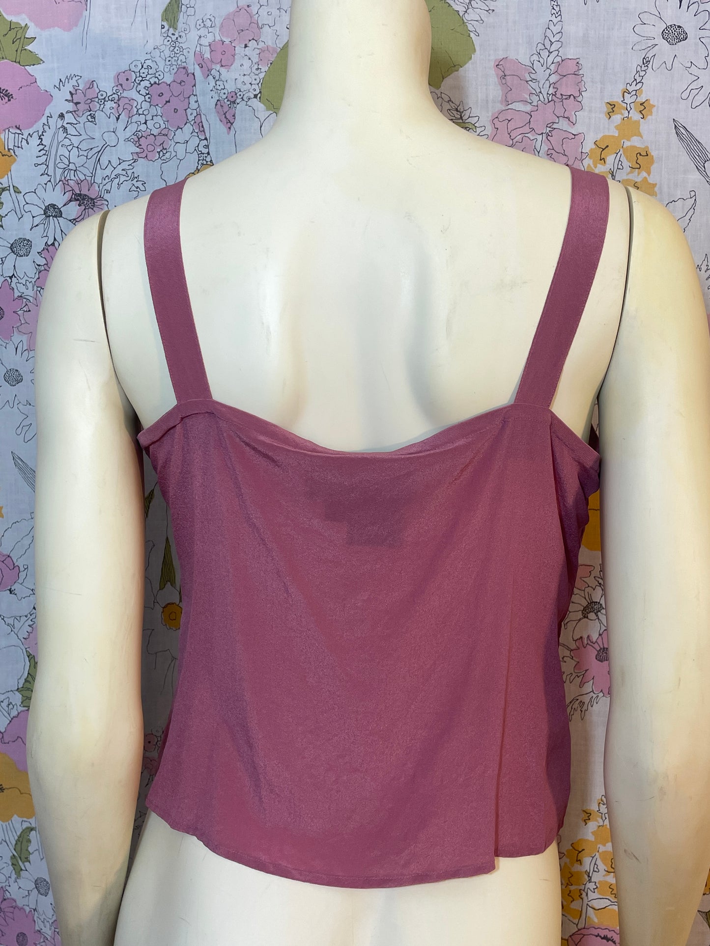 1990s Mauve Silk Tank Top by Tess Studio