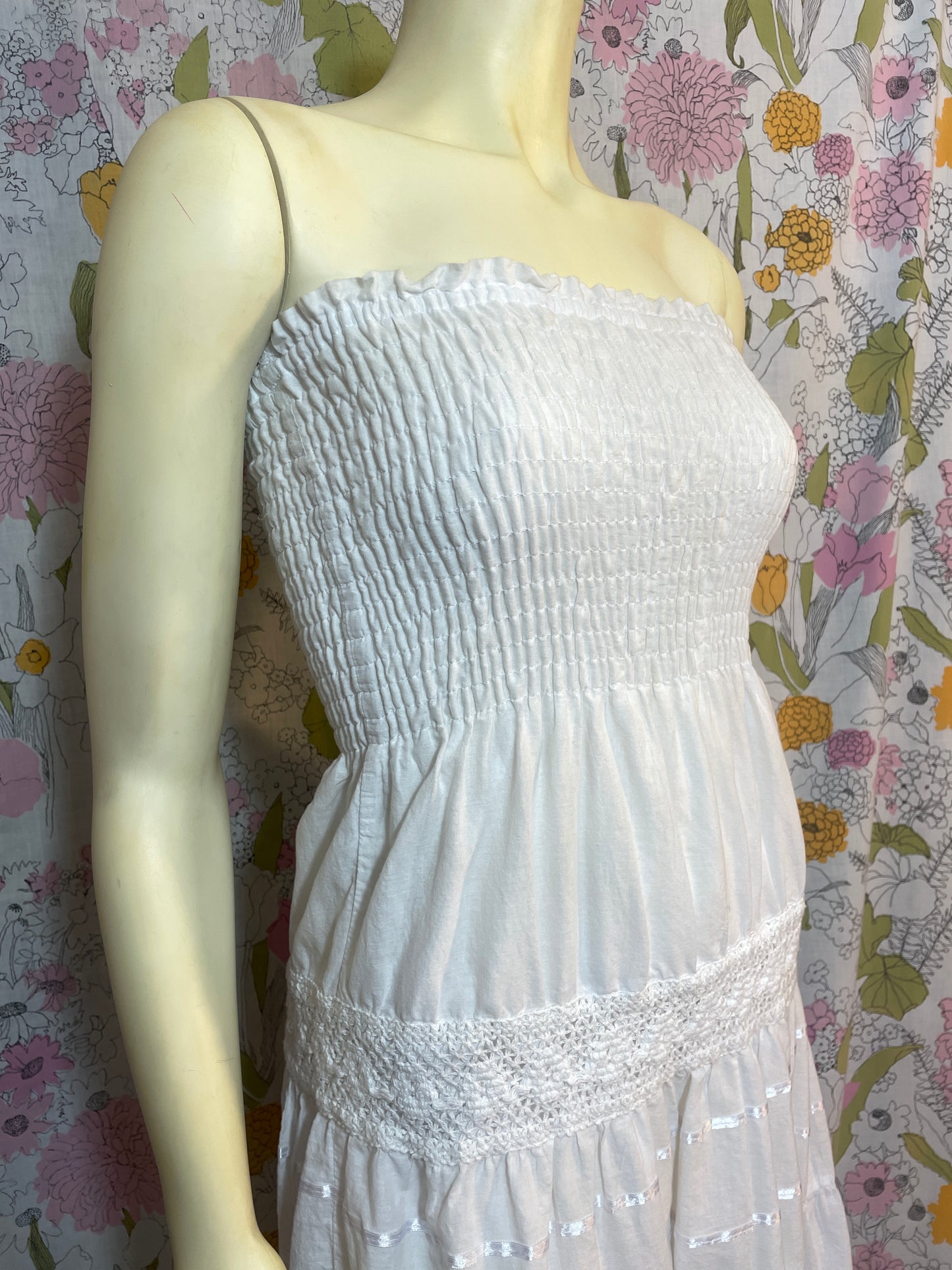 Y2K Strapless White Cotton Dress