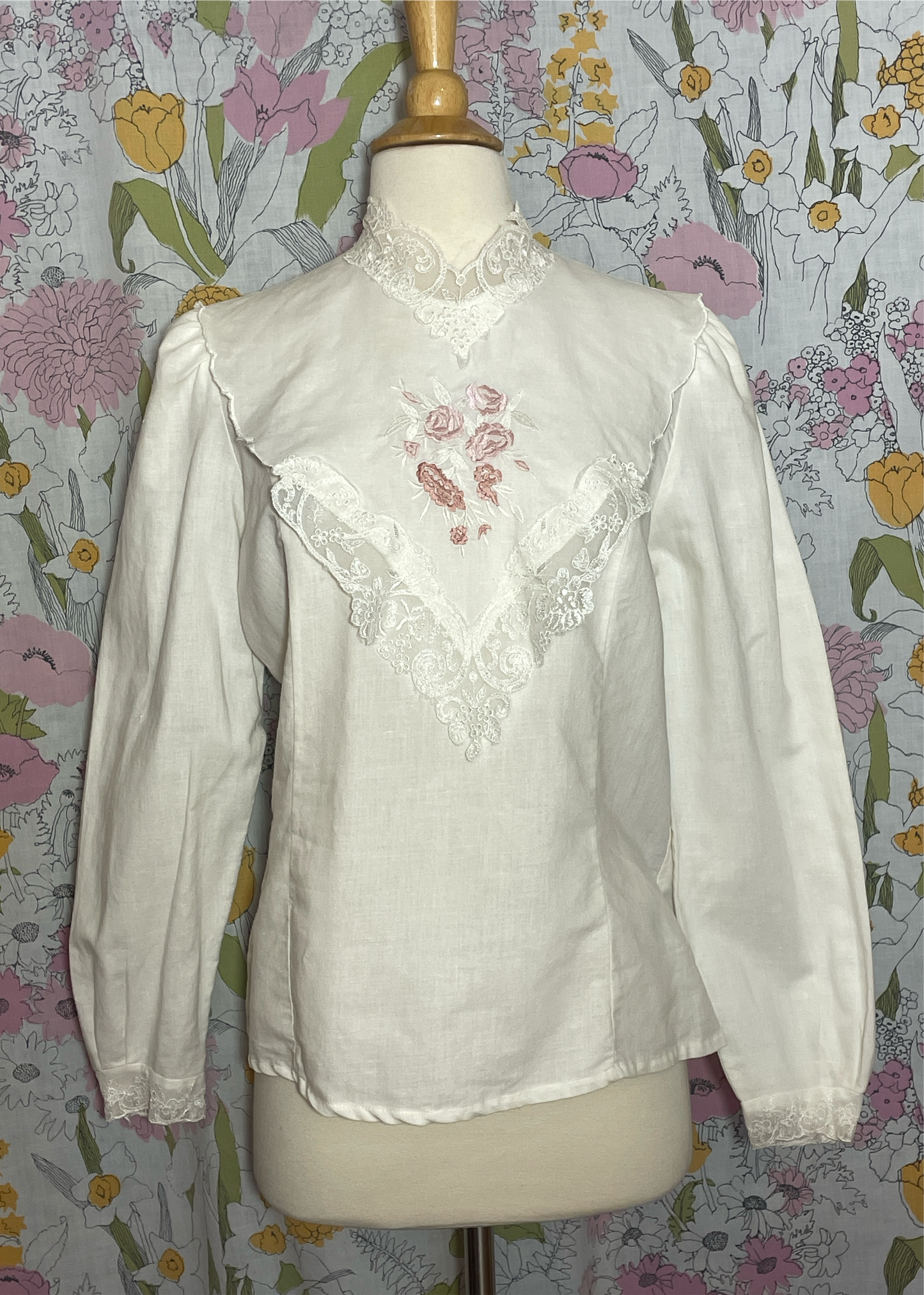 1980s Edwardian inspired blouse by Shapely