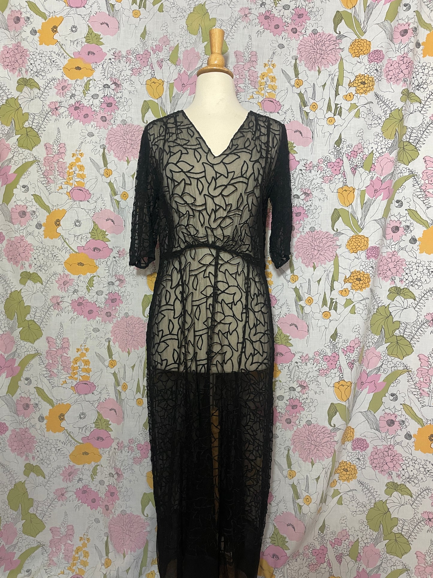 1930s Sheer Black Maxi Dress