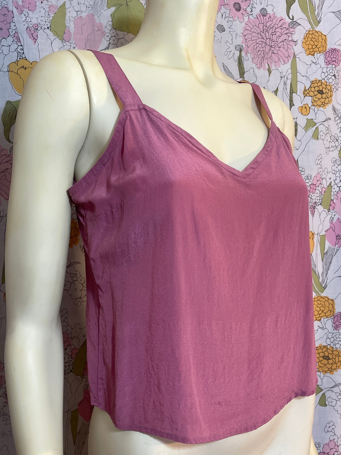 1990s Mauve Silk Tank Top by Tess Studio