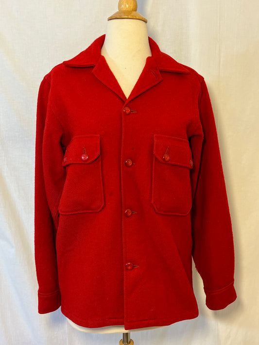 1950s Red Wool Boy Scout Button Up