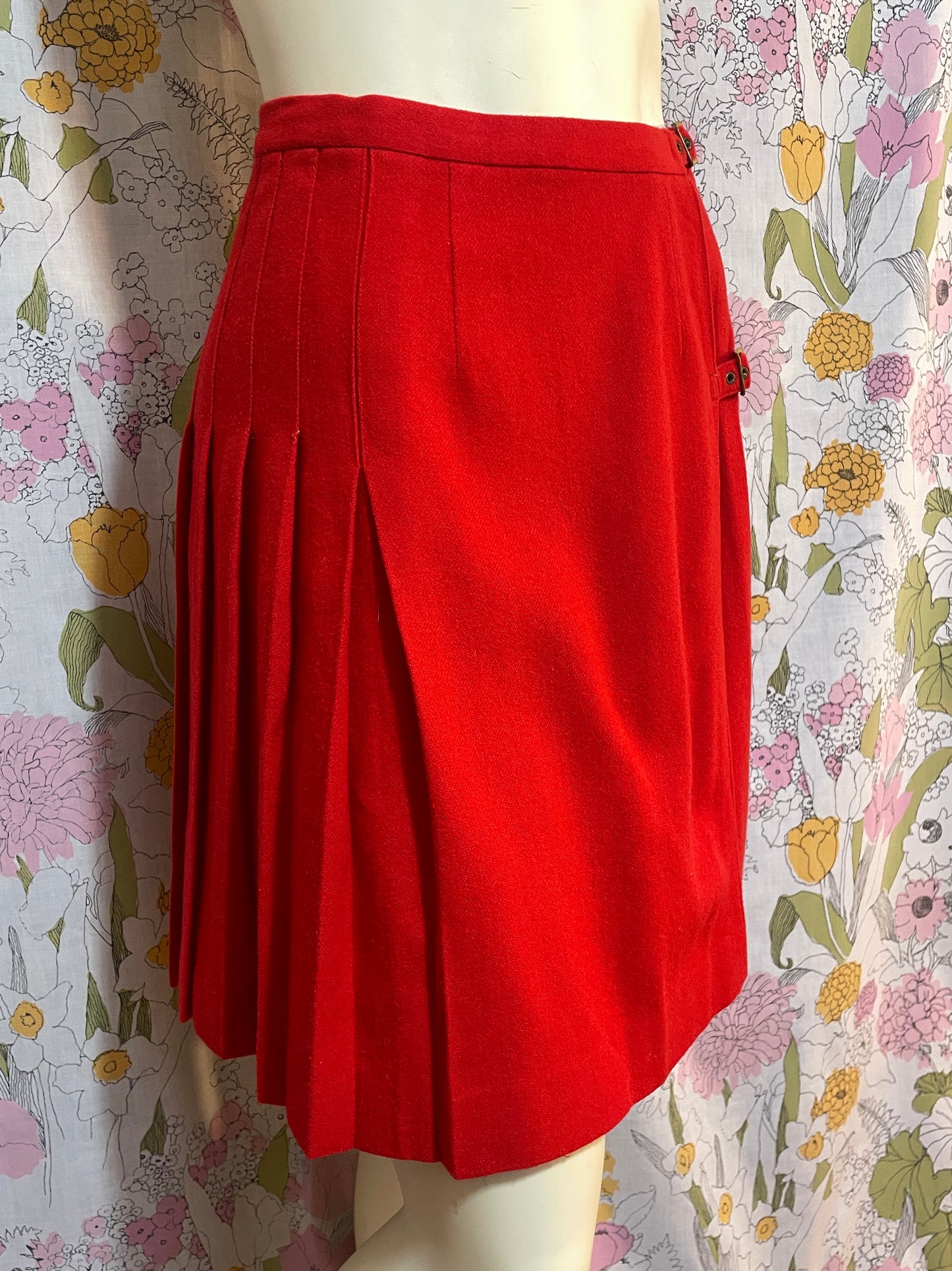 1960s College Town of Boston Red Wool Skirt