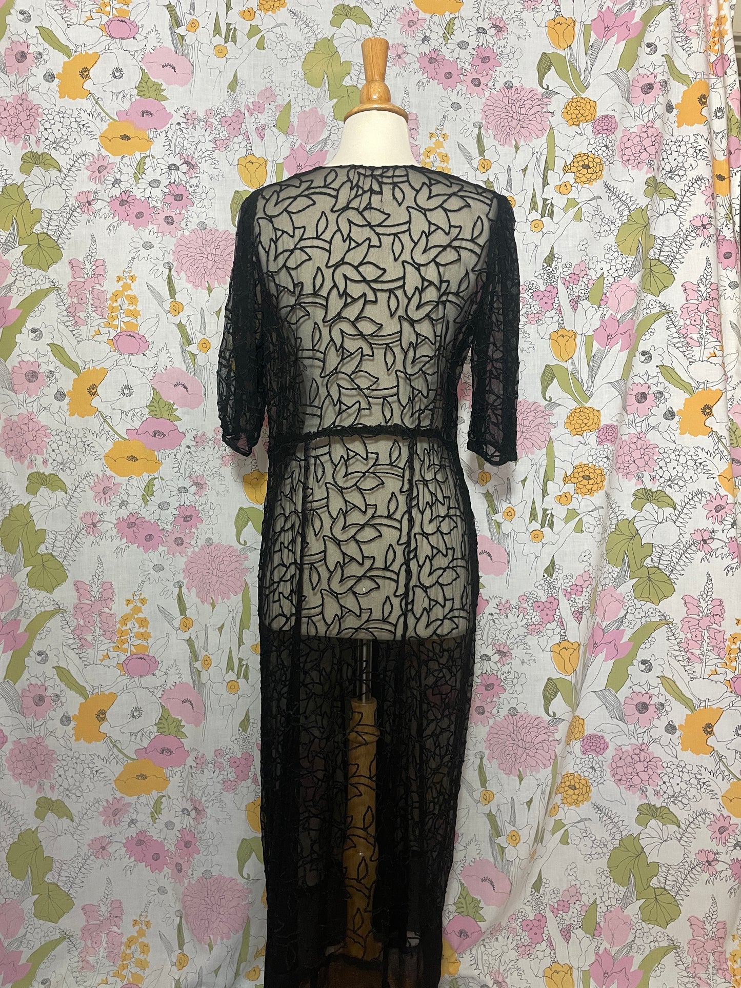 1930s Sheer Black Maxi Dress