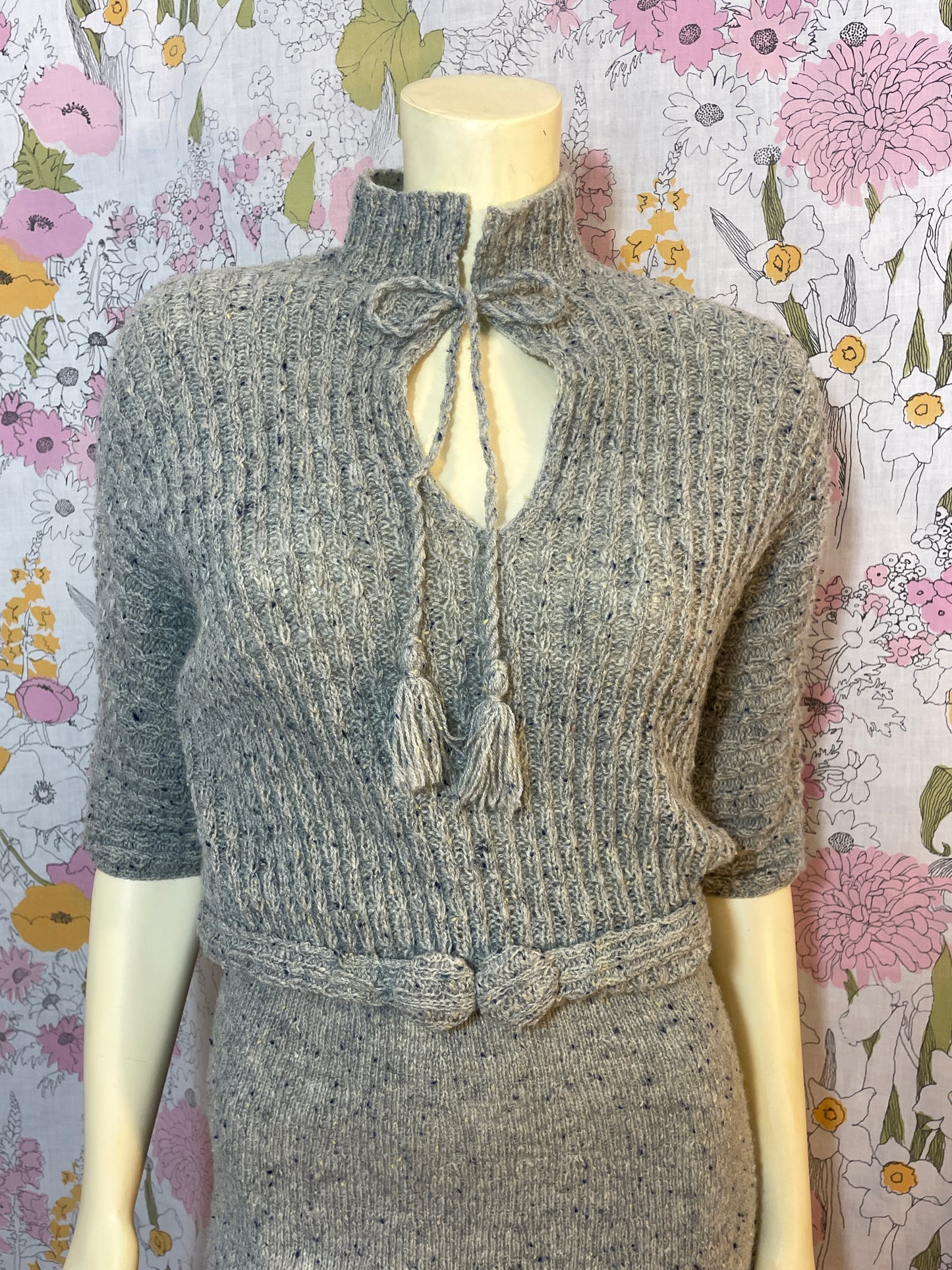 1940s Grey Sweater Dress