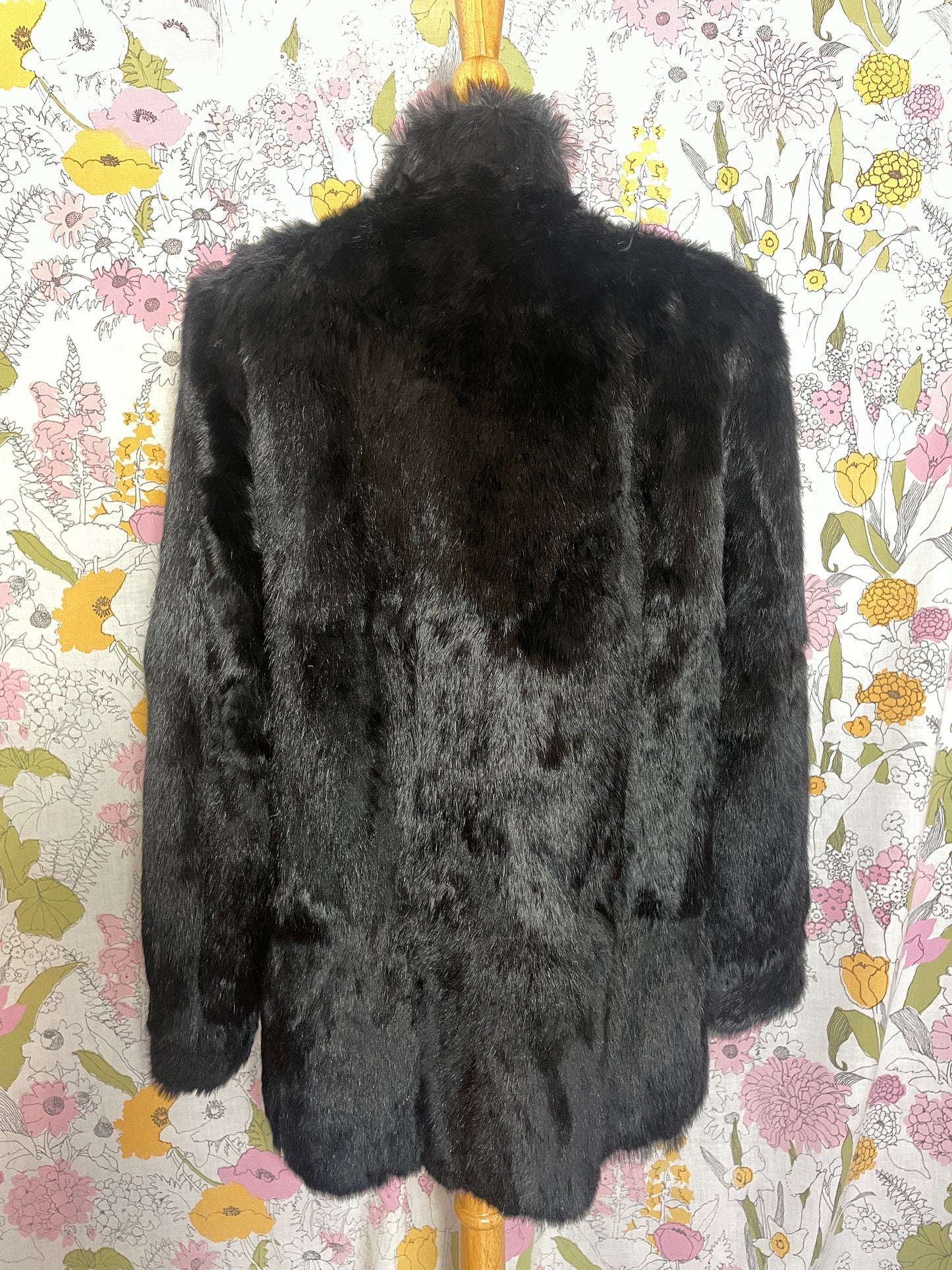 1980s Black Rabbit Fur Coat