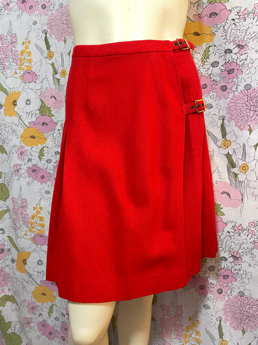 1960s College Town of Boston Red Wool Skirt