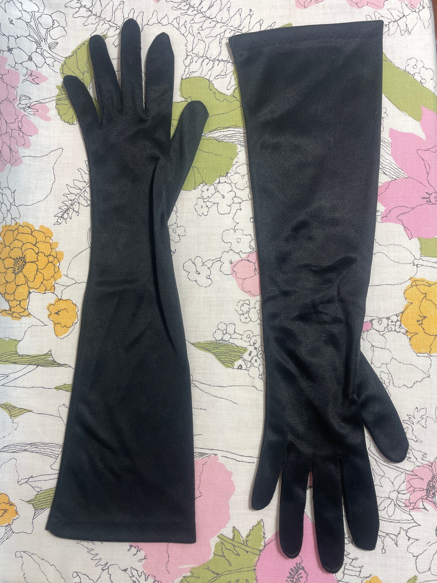 1980s Long Black Gloves