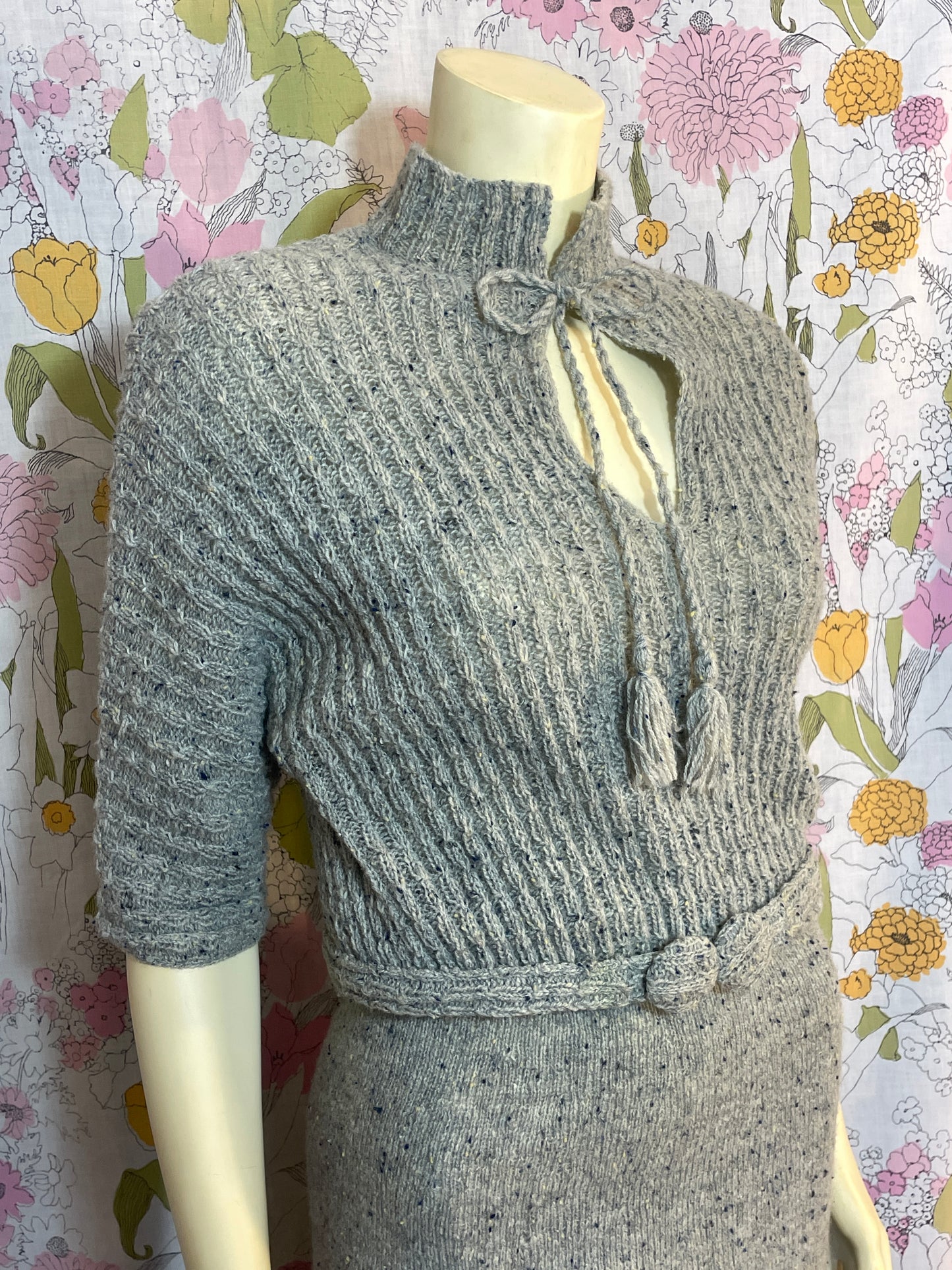 1940s Grey Sweater Dress