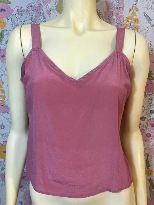 1990s Mauve Silk Tank Top by Tess Studio