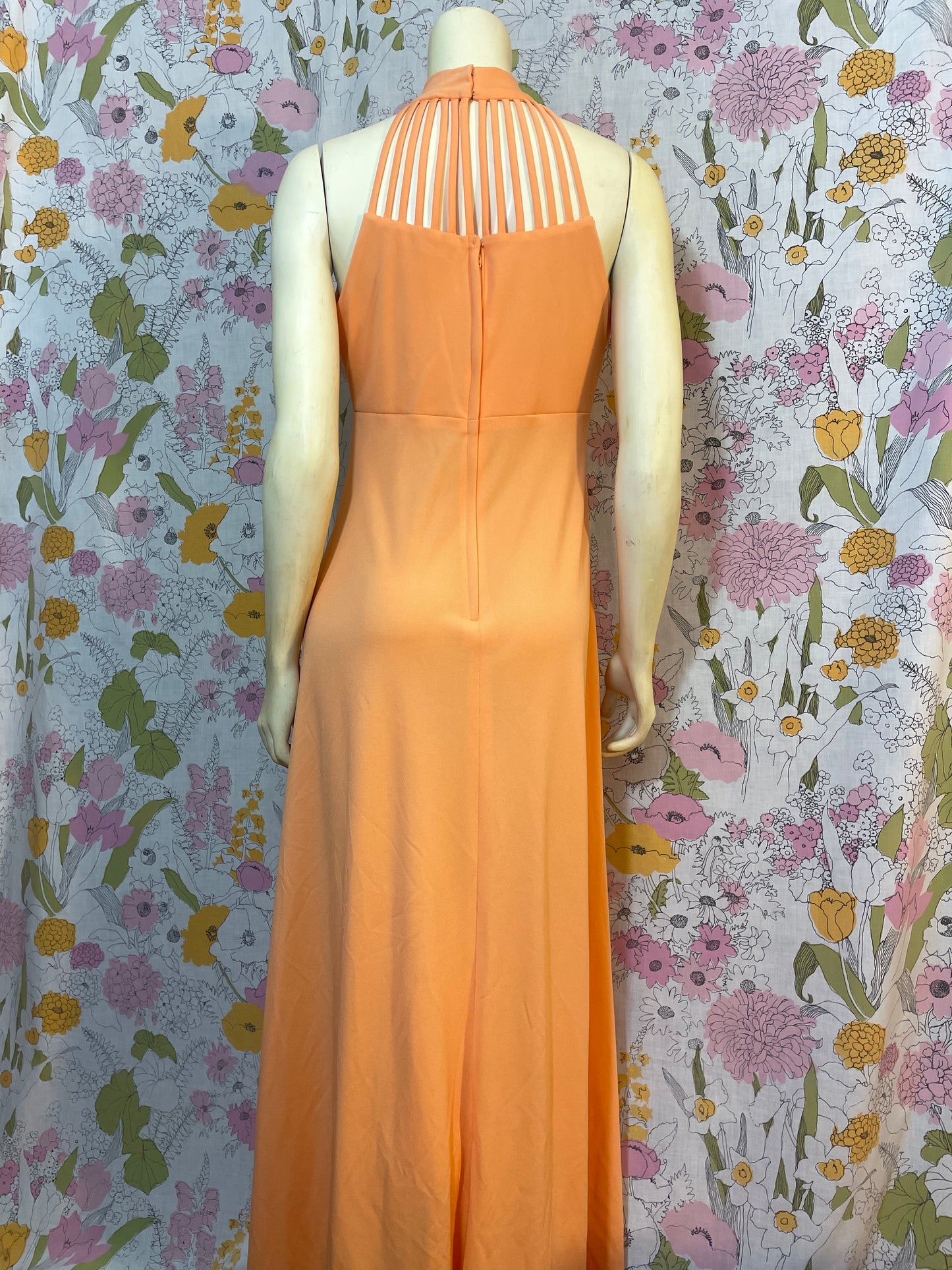 1970s Cage Neck Maxi Dress