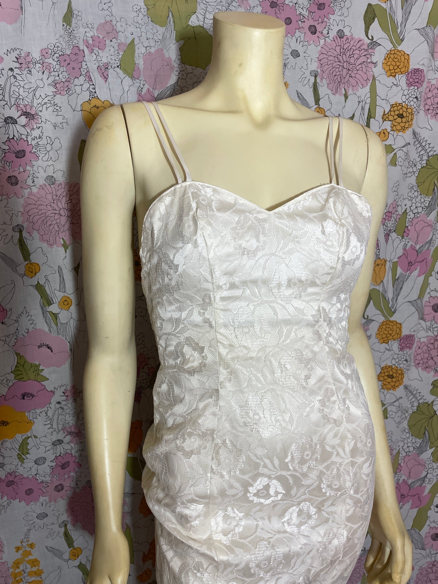 1980s White Lace Mermaid Dress