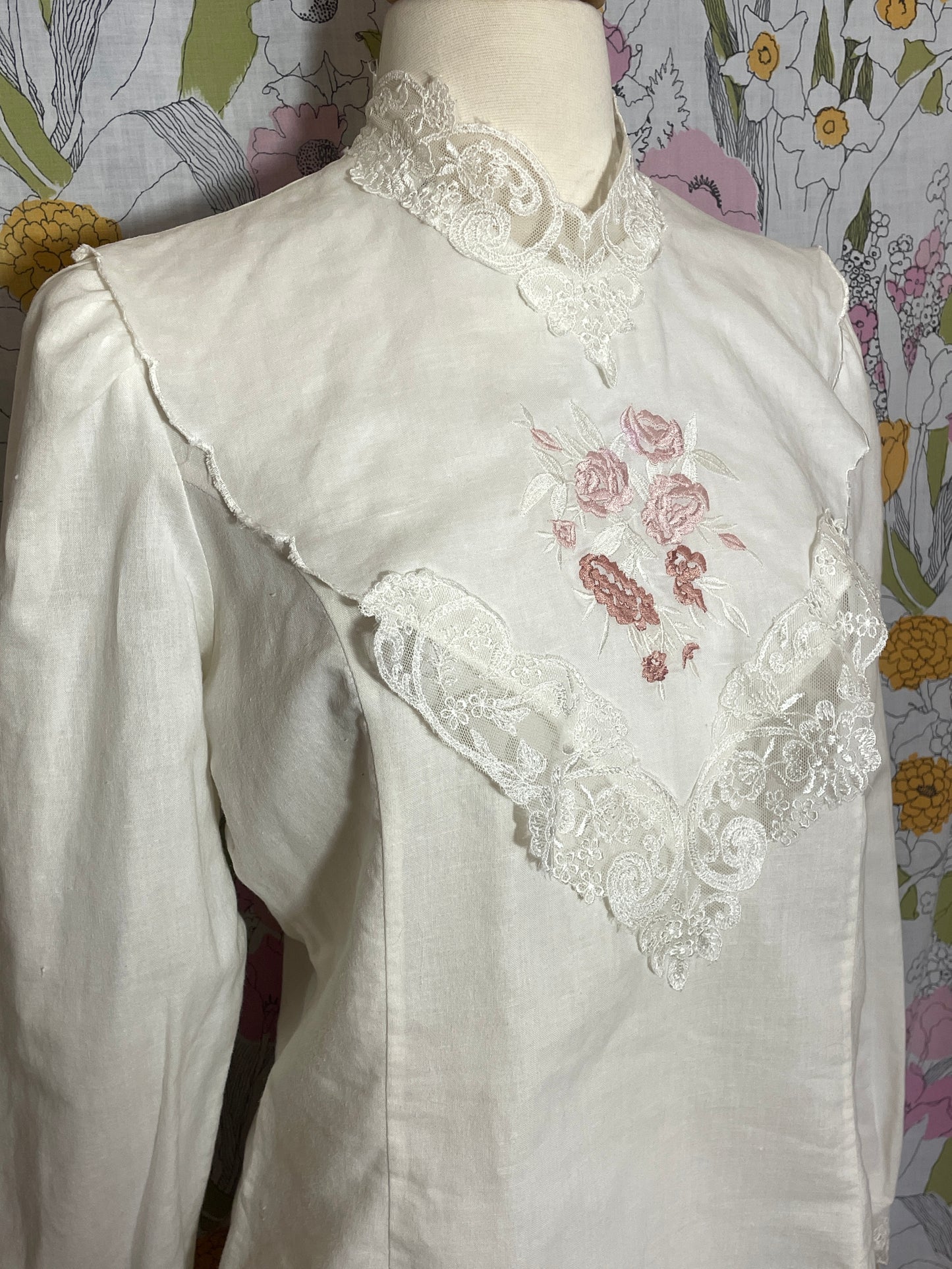 1980s Edwardian inspired blouse by Shapely