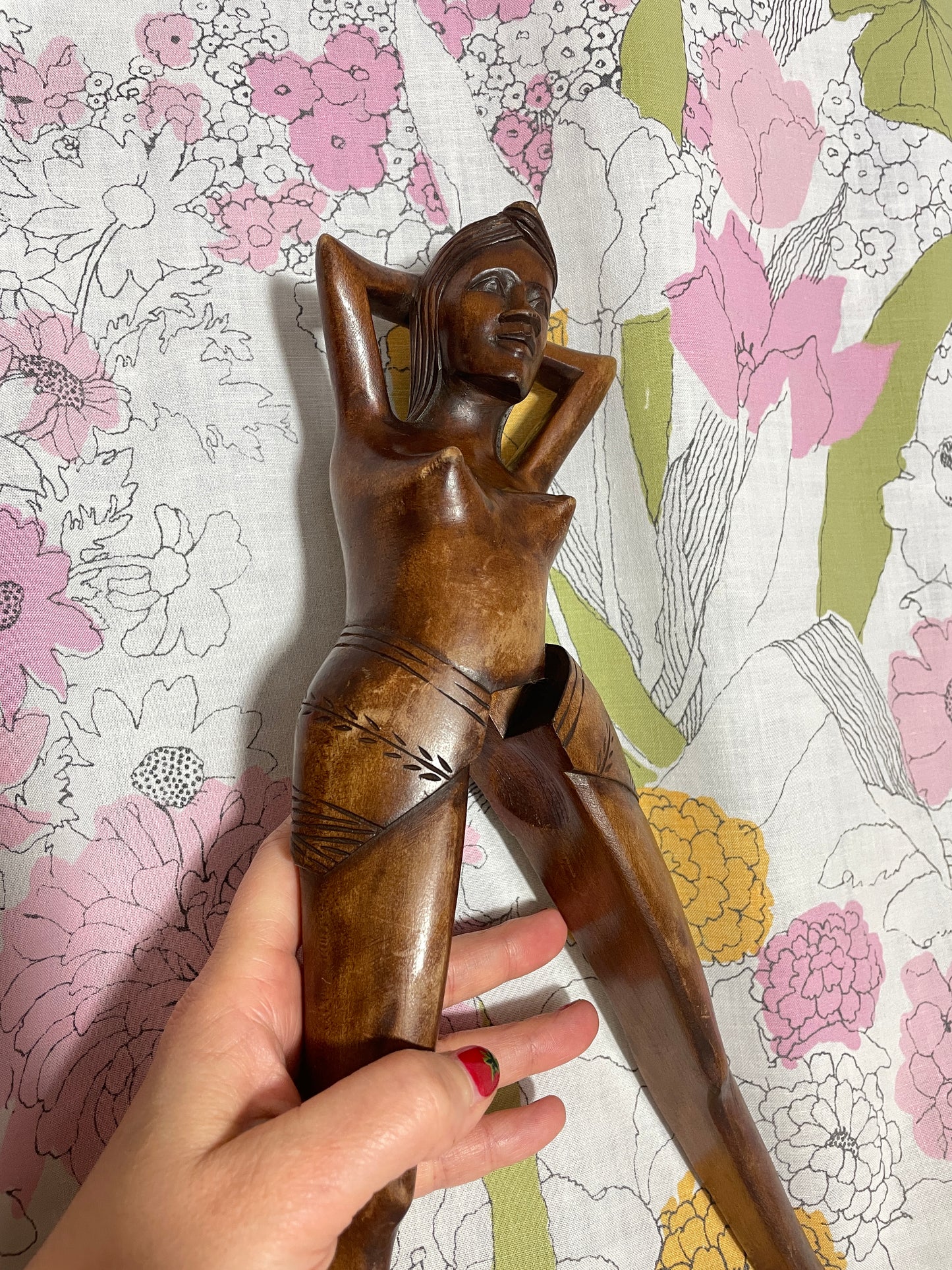 1950s Wooden Nutcracker Female Nude Topless Souvenir