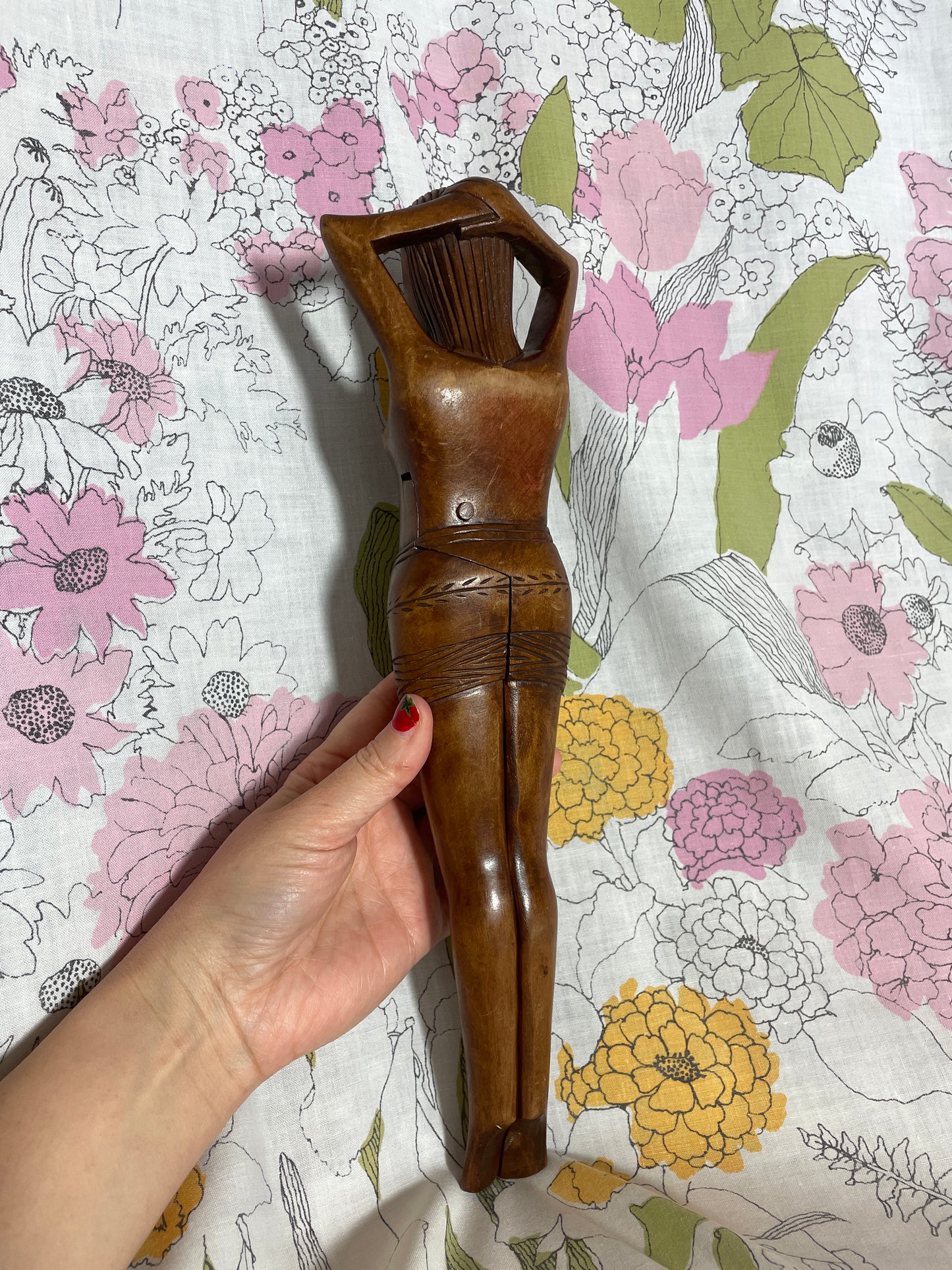 1950s Wooden Nutcracker Female Nude Topless Souvenir